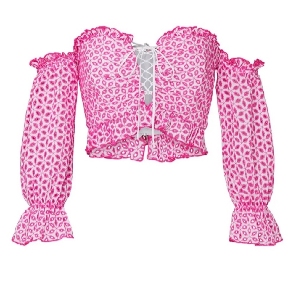 Bardot Pink Lace Up Top